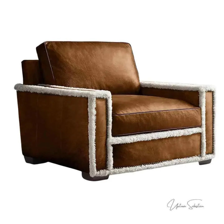 Austin Brown Benchmade Aniline Leather Club Chair - LOOMLAN - Uptown Sebastian - Club Chairs