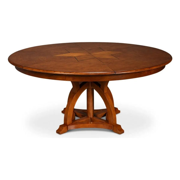 Austin Jupe Brown Round Dining Table-Dining Tables-Sarreid-LOOMLAN