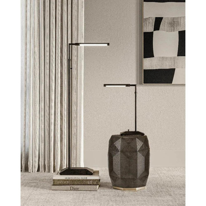 Autrand Metal and Acrylic Balck Floor Lamp-Floor Lamps-Currey & Co-LOOMLAN