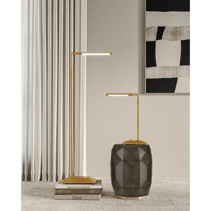 Autrand Metal and Acrylic Gold Floor Lamp-Floor Lamps-Currey & Co-LOOMLAN