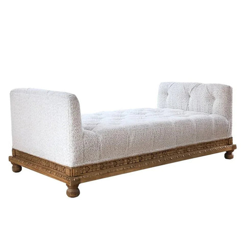 Ava Elegant Design White Fabric Chaise