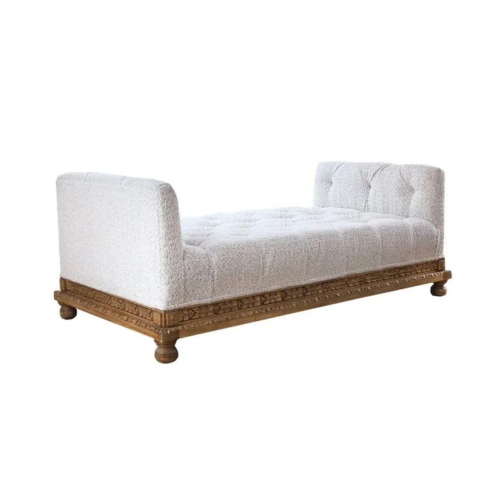 Ava Elegant Design White Fabric Chaise - LOOMLAN - Peninsula Home - Chaises