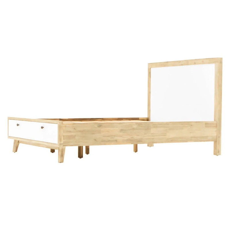Ava Two Tone White Wooden Queen Bed Frame With Storage Drawers Beds LOOMLAN By LHIMPORTS
