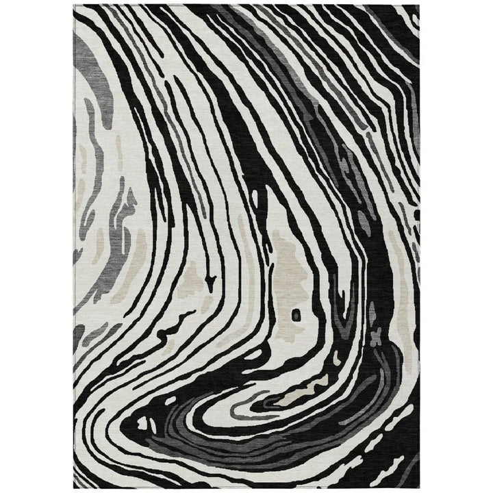 Avelia Black Washable Indoor-Outdoor Rug-Outdoor Rugs-LOOMLAN Rugs-2'6" x 3'10"-LOOMLAN