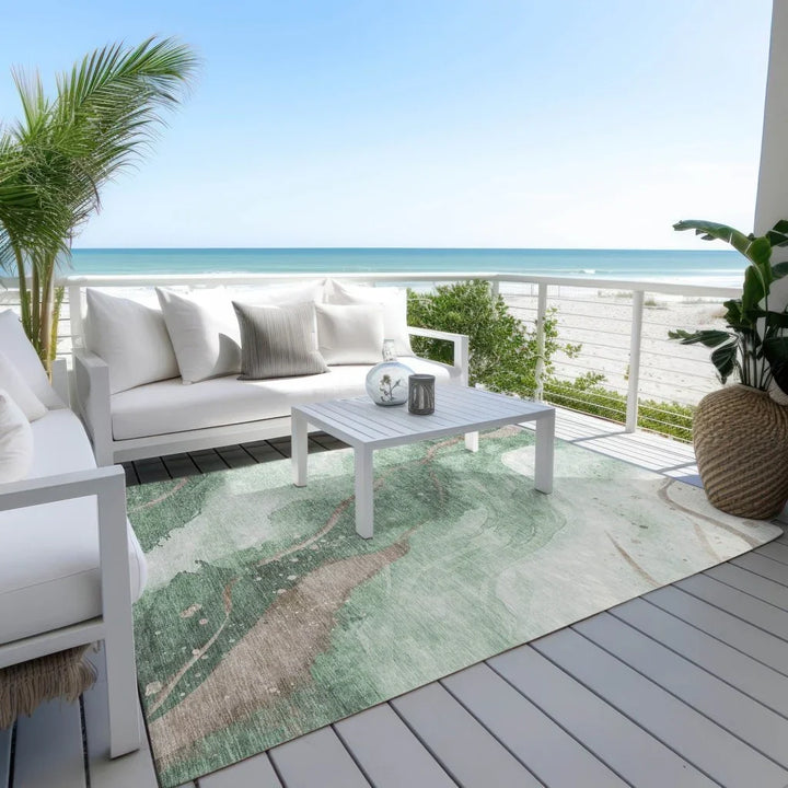 Avelora Green Washable Indoor - Outdoor Rug - LOOMLAN - LOOMLAN Rugs - Outdoor Rugs