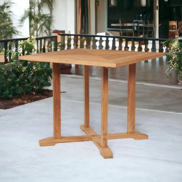 Avery Square Teak Outdoor Dining Table Umbrella Hole-Outdoor Dining Tables-HiTeak-LOOMLAN