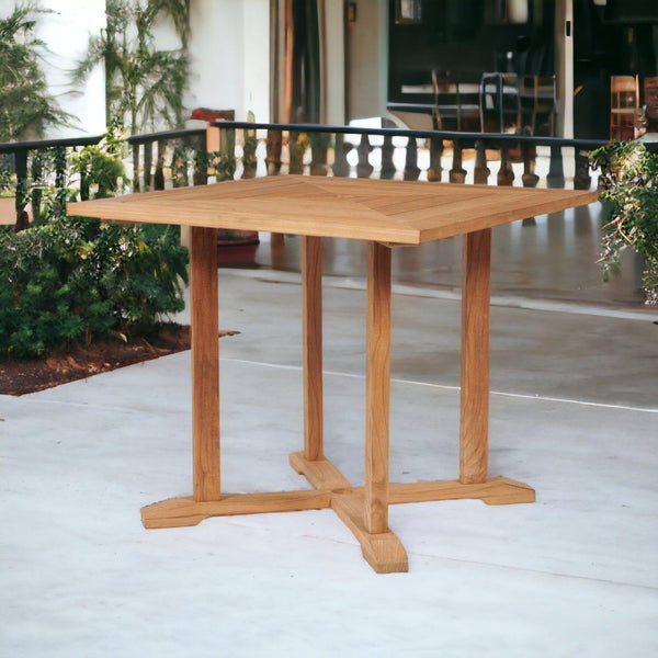 Avery Square Teak Outdoor Dining Table with Umbrella Hole-Outdoor Dining Tables-HiTeak-LOOMLAN