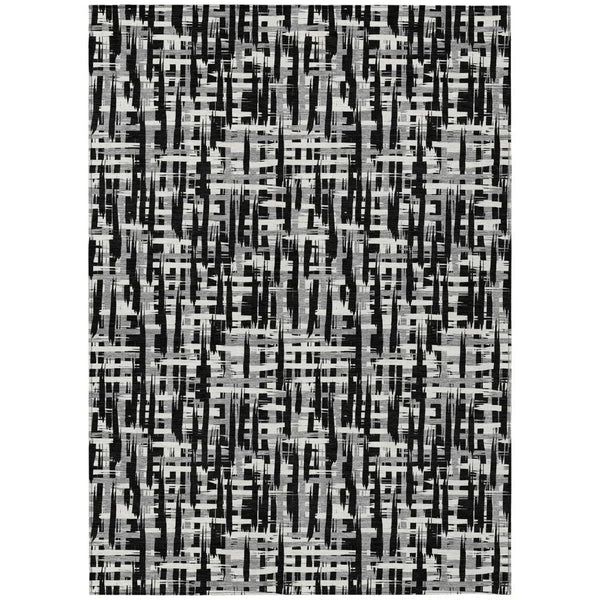 Ayani Black Washable Indoor-Outdoor Rug-Outdoor Rugs-LOOMLAN Rugs-2'6" x 3'10"-LOOMLAN