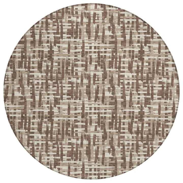 Ayani Brown Washable Indoor-Outdoor Rug-Outdoor Rugs-LOOMLAN Rugs-8' x 8'-LOOMLAN