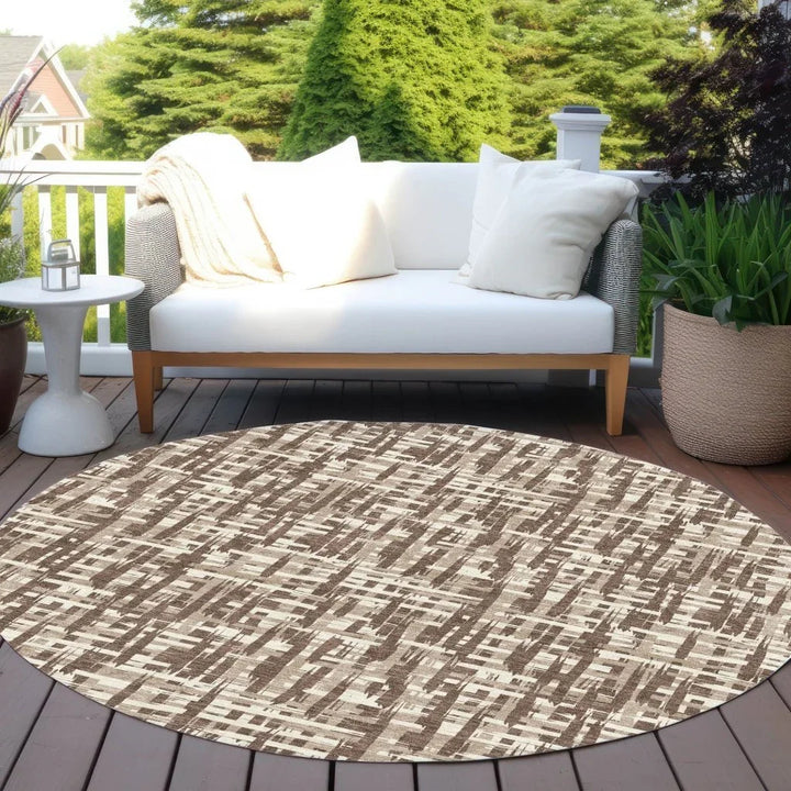 Ayani Brown Washable Indoor-Outdoor Rug-Outdoor Rugs-LOOMLAN Rugs-LOOMLAN