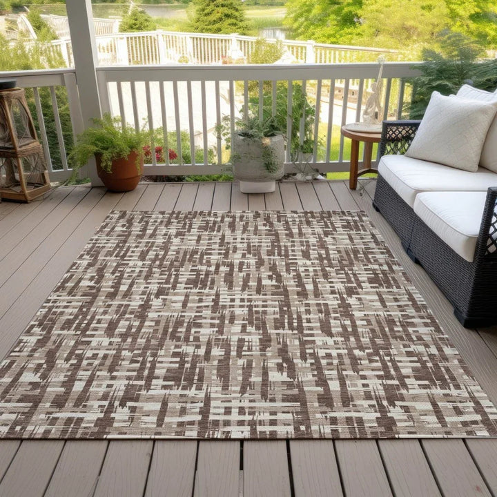 Ayani Brown Washable Indoor-Outdoor Rug-Outdoor Rugs-LOOMLAN Rugs-LOOMLAN