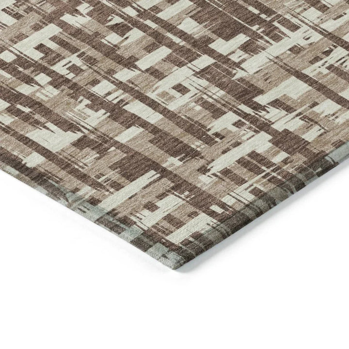 Ayani Brown Washable Indoor-Outdoor Rug-Outdoor Rugs-LOOMLAN Rugs-LOOMLAN