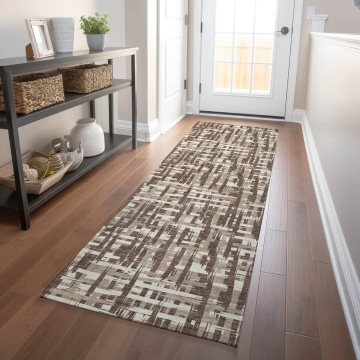 Ayani Brown Washable Indoor-Outdoor Rug-Outdoor Rugs-LOOMLAN Rugs-LOOMLAN