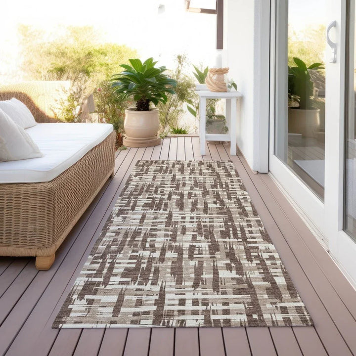 Ayani Brown Washable Indoor-Outdoor Rug-Outdoor Rugs-LOOMLAN Rugs-LOOMLAN