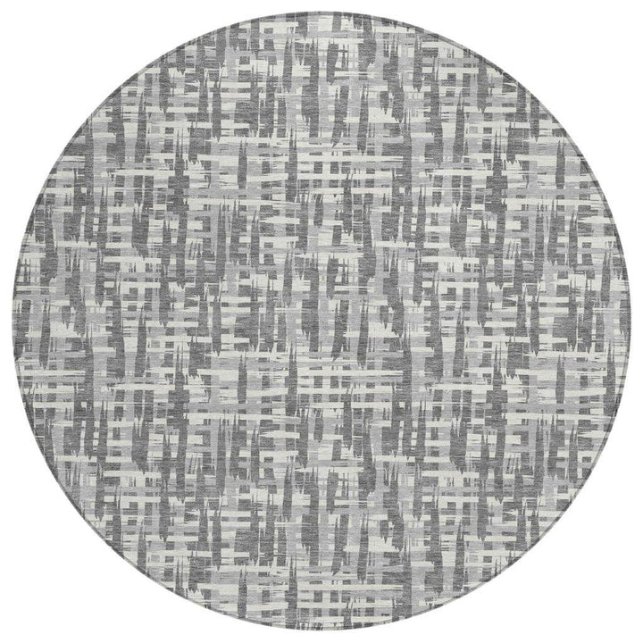 Ayani Gray Washable Indoor-Outdoor Rug-Outdoor Rugs-LOOMLAN Rugs-8' x 8'-LOOMLAN
