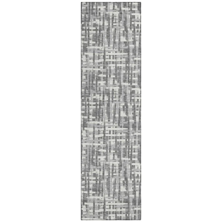 Ayani Gray Washable Indoor-Outdoor Rug-Outdoor Rugs-LOOMLAN Rugs-2'3" x 7'6"-LOOMLAN