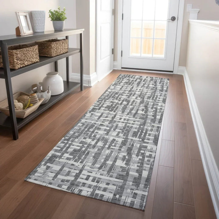 Ayani Gray Washable Indoor-Outdoor Rug-Outdoor Rugs-LOOMLAN Rugs-LOOMLAN