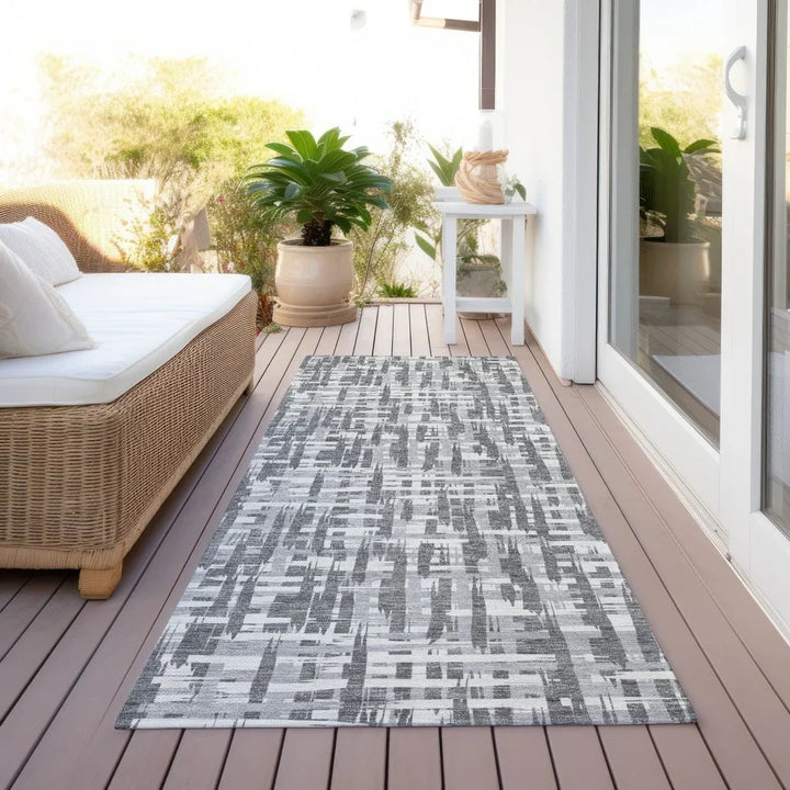 Ayani Gray Washable Indoor-Outdoor Rug-Outdoor Rugs-LOOMLAN Rugs-LOOMLAN