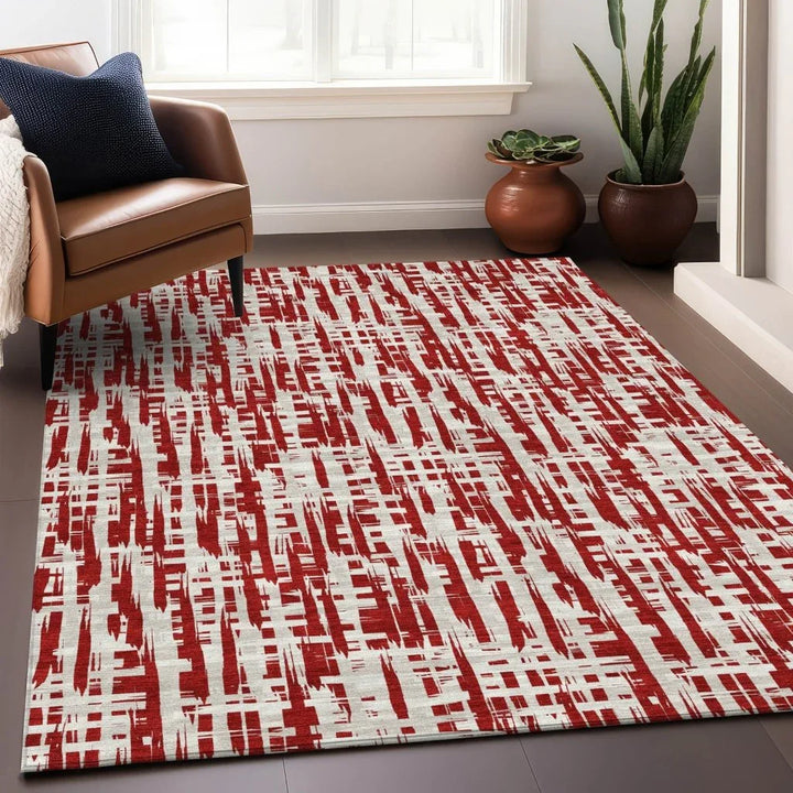 Ayani Red Washable Indoor-Outdoor Rug-Outdoor Rugs-LOOMLAN Rugs-LOOMLAN