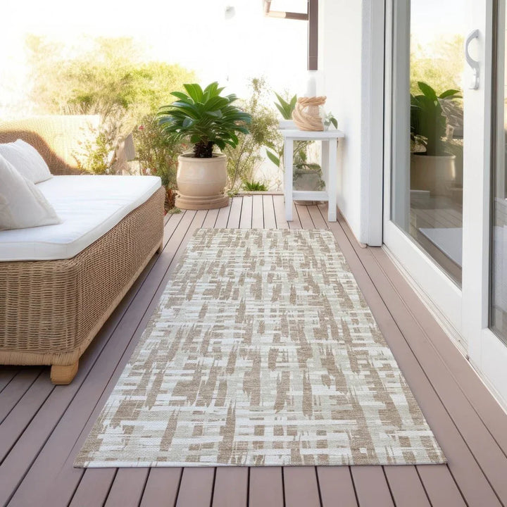 Ayani Tan Washable Indoor-Outdoor Rug-Outdoor Rugs-LOOMLAN Rugs-LOOMLAN