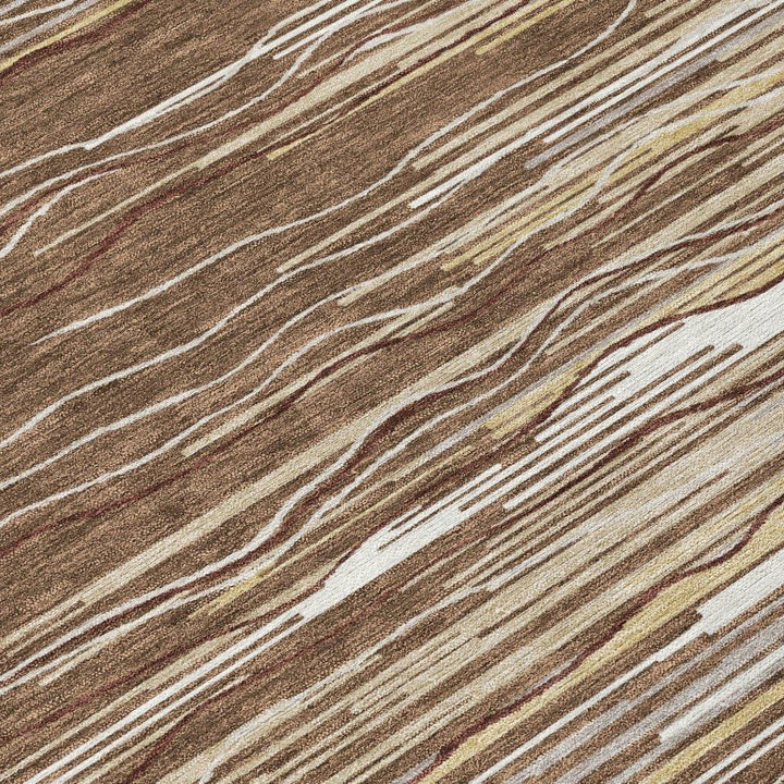 Ayra Brown Washable Indoor-Outdoor Rug-Outdoor Rugs-LOOMLAN Rugs-LOOMLAN