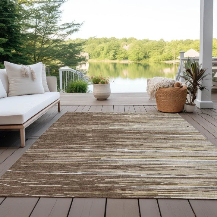 Ayra Brown Washable Indoor-Outdoor Rug-Outdoor Rugs-LOOMLAN Rugs-LOOMLAN
