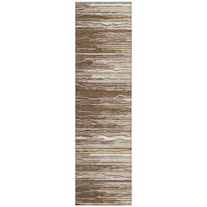 Ayra Brown Washable Indoor-Outdoor Rug-Outdoor Rugs-LOOMLAN Rugs-2'3" x 7'6"-LOOMLAN