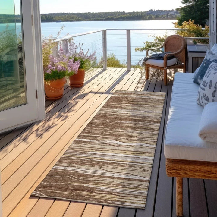 Ayra Brown Washable Indoor-Outdoor Rug-Outdoor Rugs-LOOMLAN Rugs-LOOMLAN