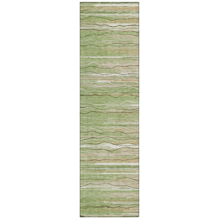 Ayra Green Washable Indoor-Outdoor Rug-Outdoor Rugs-LOOMLAN Rugs-2'3" x 7'6"-LOOMLAN
