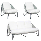 Azores 3 Piece Lounge Set - Coconut White Outdoor Sets-Outdoor Lounge Sets-Seasonal Living-LOOMLAN