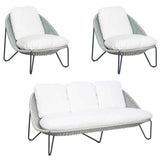 Azores 3 Piece Lounge Set - Coconut White Outdoor Sets-Outdoor Lounge Sets-Seasonal Living-LOOMLAN