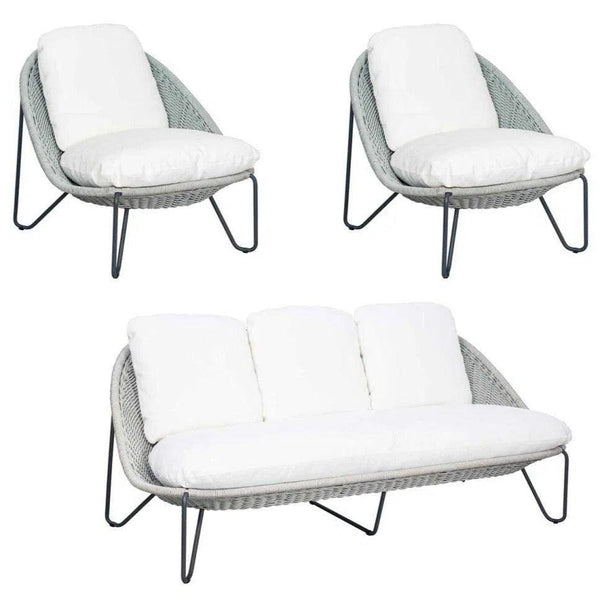 Azores 3 Piece Lounge Set - Coconut White Outdoor Sets-Outdoor Lounge Sets-Seasonal Living-LOOMLAN