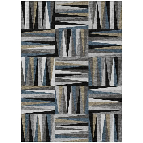 Azura Black Washable Indoor-Outdoor Rug-Outdoor Rugs-LOOMLAN Rugs-2'6" x 3'10"-LOOMLAN