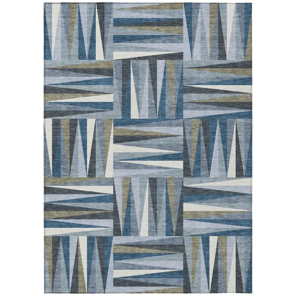 Azura Blue Washable Indoor-Outdoor Rug-Outdoor Rugs-LOOMLAN Rugs-2'6" x 3'10"-LOOMLAN