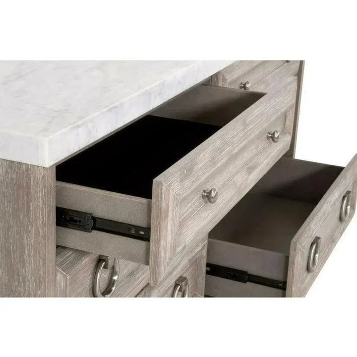 Azure Carrera 6 - Drawer Double Dresser White Marble - LOOMLAN - Essentials For Living - Dressers