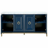 Azure Carrera Media Sideboard White Marble Navy Blue Sideboards LOOMLAN By Essentials For Living
