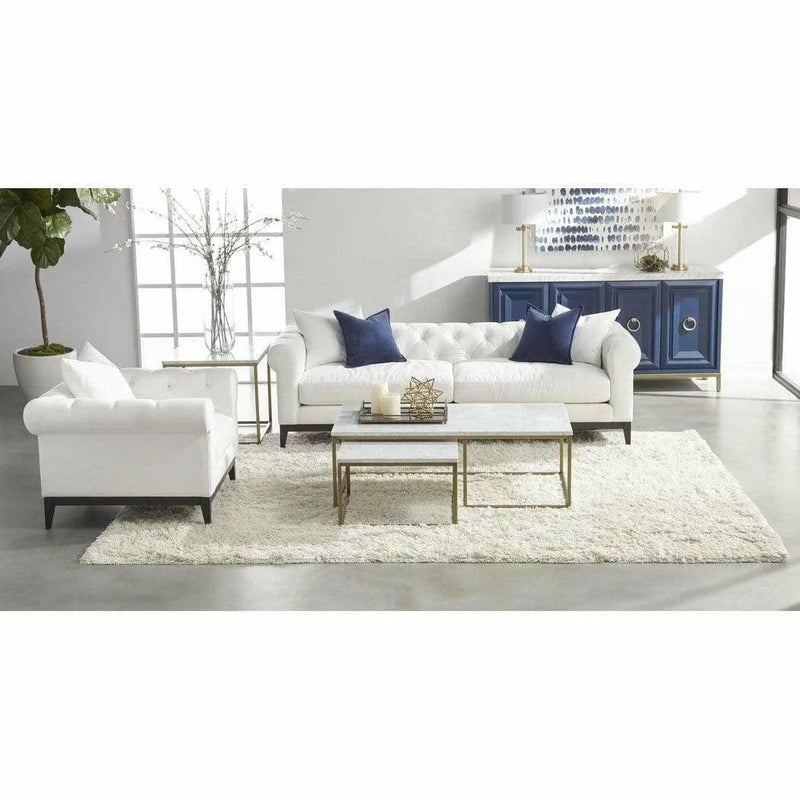 Azure Carrera Media Sideboard White Marble Navy Blue Sideboards LOOMLAN By Essentials For Living