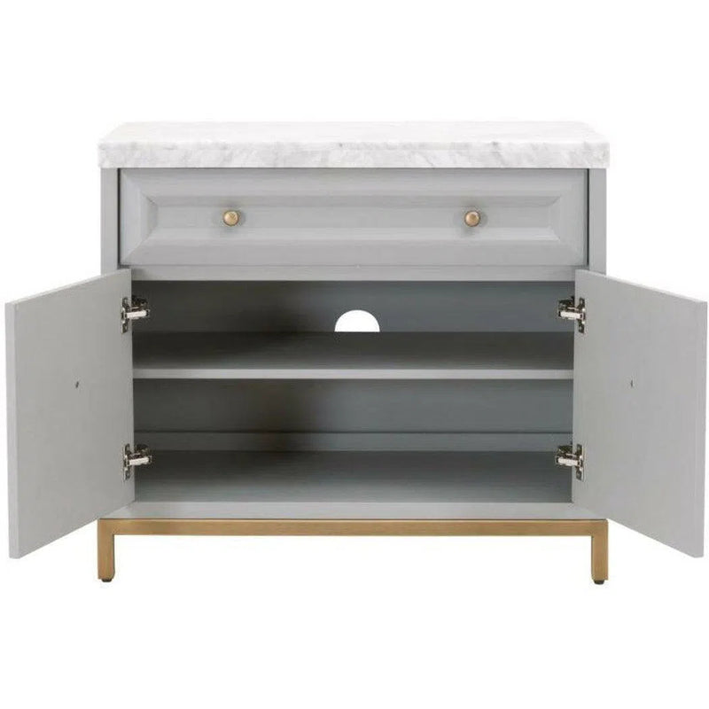 Azure Dove Grey Accent Cabinet With White Carrera Marble Accent Cabinets LOOMLAN By Essentials For Living