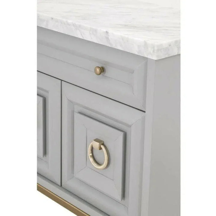 Azure Grey Accent Cabinet White Carrera Marble - LOOMLAN - Essentials For Living - Accent Cabinets