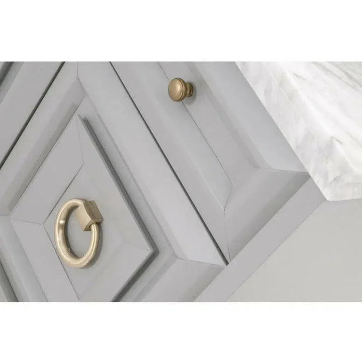 Azure Grey Accent Cabinet White Carrera Marble - LOOMLAN - Essentials For Living - Accent Cabinets