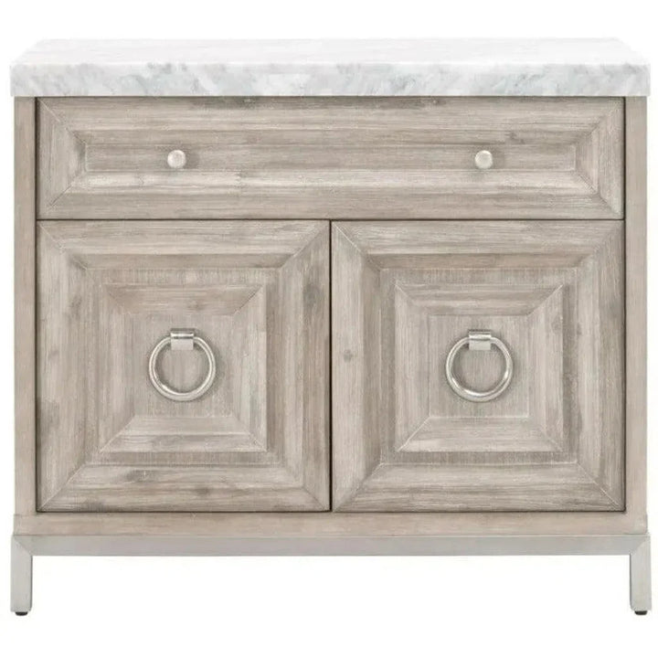 Azure Natural Grey Accent Cabinet White Carrera Marble - LOOMLAN - Essentials For Living - Accent Cabinets