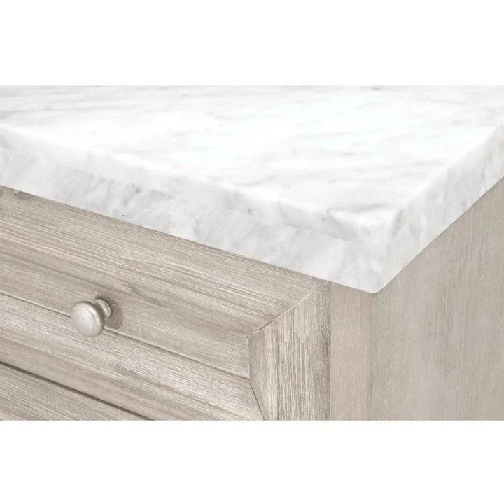 Azure Natural Grey Accent Cabinet White Carrera Marble - LOOMLAN - Essentials For Living - Accent Cabinets