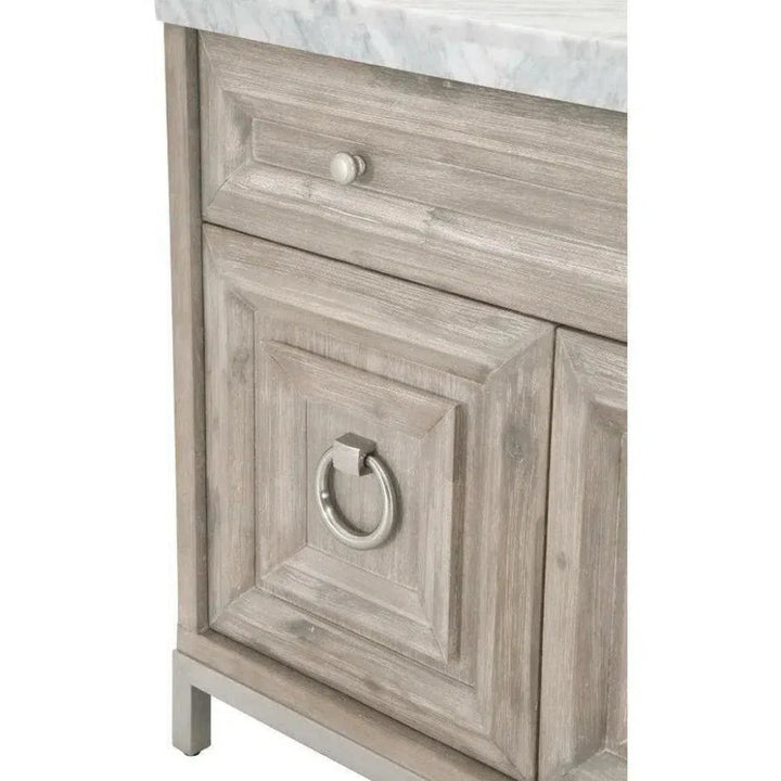 Azure Natural Grey Accent Cabinet White Carrera Marble - LOOMLAN - Essentials For Living - Accent Cabinets