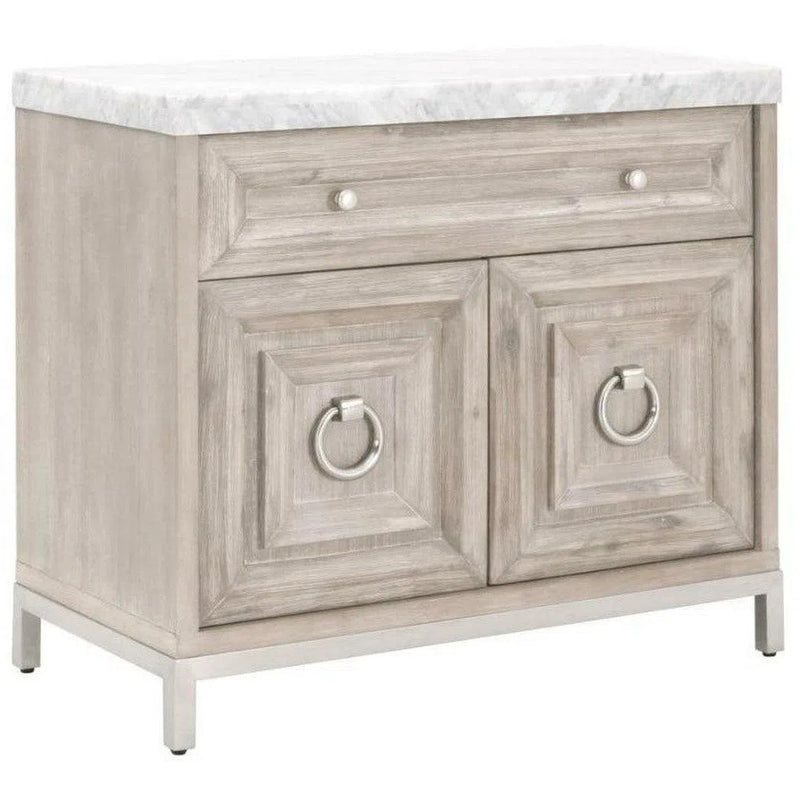 Azure Natural Grey Accent Cabinet With White Carrera Marble Accent Cabinets LOOMLAN By Essentials For Living