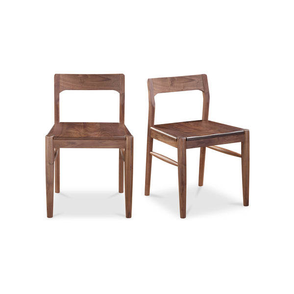 Owing Solid Walnut Brown Armless Dining Chair-Set Of Two