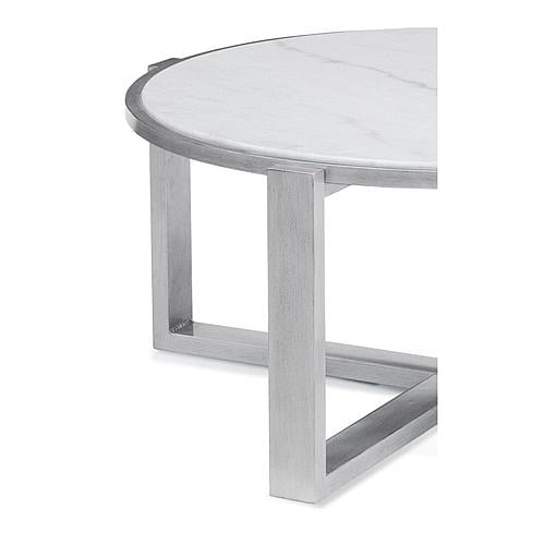 Hessle Wood and Marble Silver Round Cocktail Table