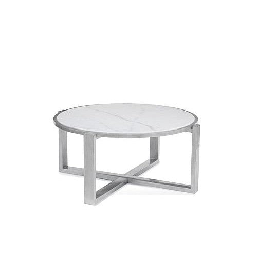 Hessle Wood and Marble Silver Round Cocktail Table