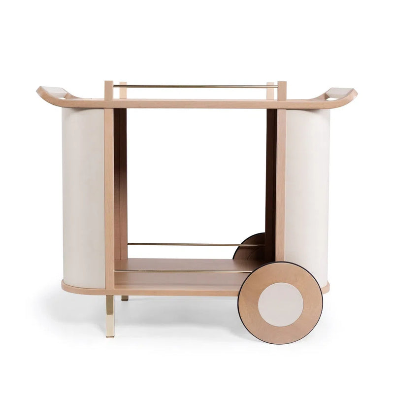 Dinda Wooden Modern Leather Bar Cart