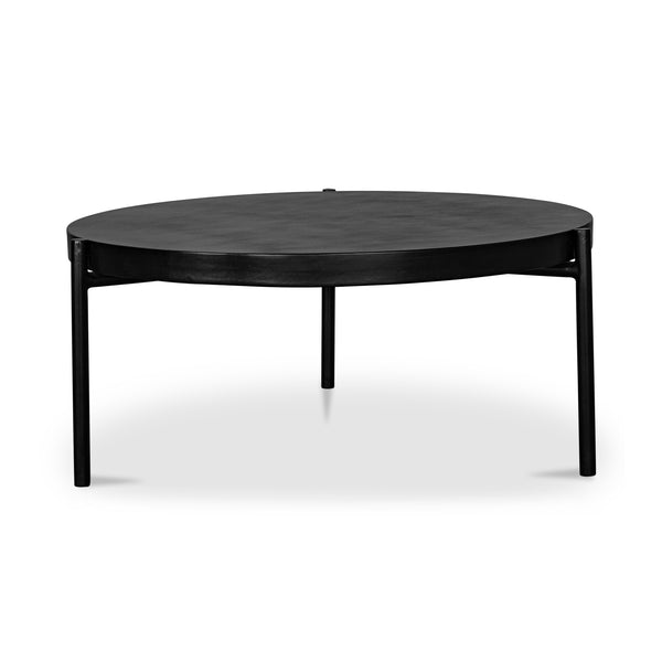 Mendez Concrete and Steel Black Round Outdoor Coffee Table