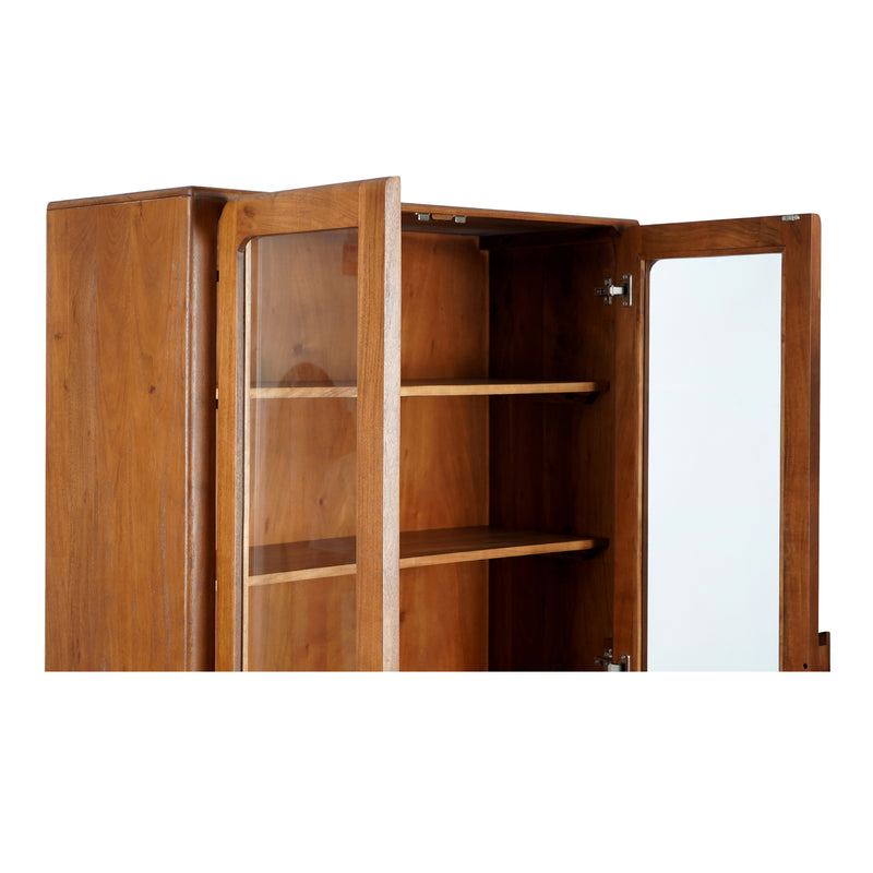 Orson Acacia Wood and Glass Brown Tall Cabinet